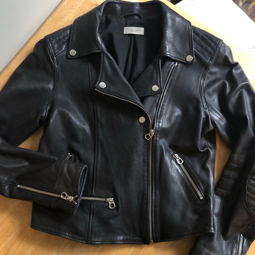 Hunkydory leather biker jacket size S